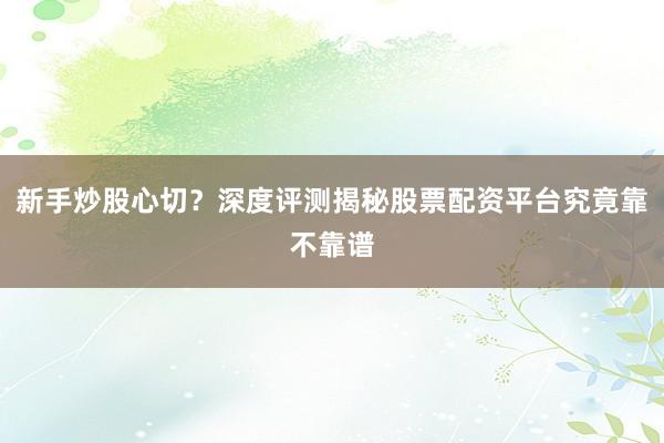 新手炒股心切？深度评测揭秘股票配资平台究竟靠不靠谱