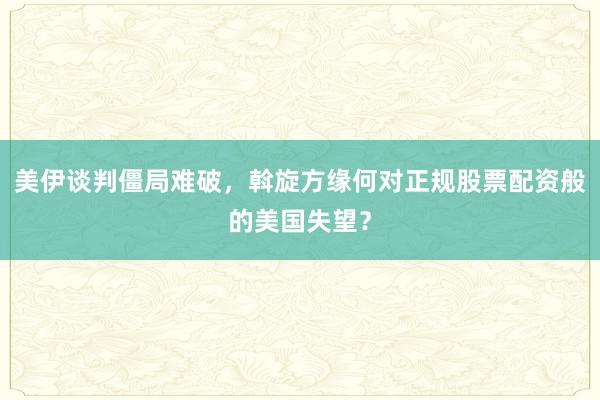 美伊谈判僵局难破，斡旋方缘何对正规股票配资般的美国失望？