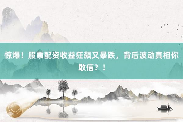 惊爆！股票配资收益狂飙又暴跌，背后波动真相你敢信？！