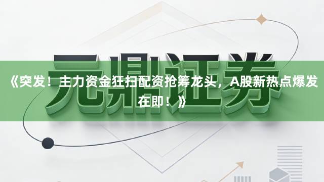 《突发！主力资金狂扫配资抢筹龙头，A股新热点爆发在即！》