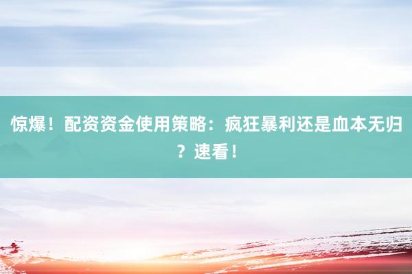 惊爆！配资资金使用策略：疯狂暴利还是血本无归？速看！