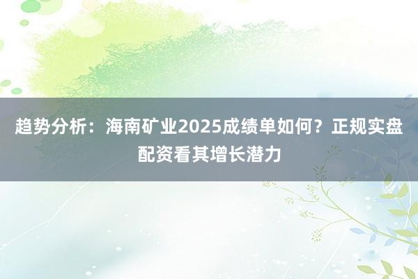 趋势分析:海南矿业2025成绩单如何?正规实盘配资看其增长潜力