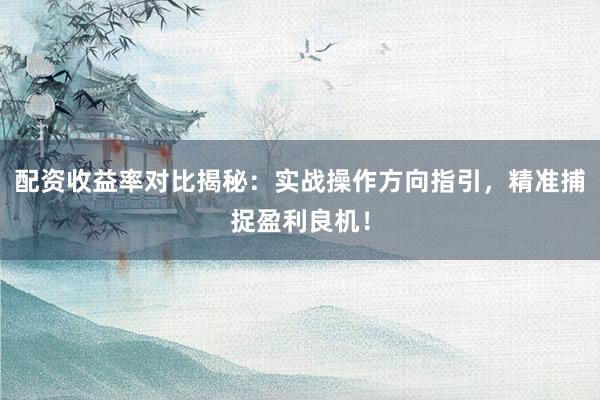 配资收益率对比揭秘：实战操作方向指引，精准捕捉盈利良机！