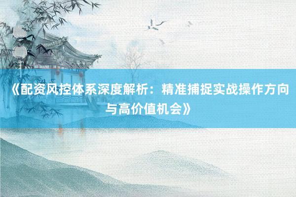 《配资风控体系深度解析:精准捕捉实战操作方向与高价值机会》