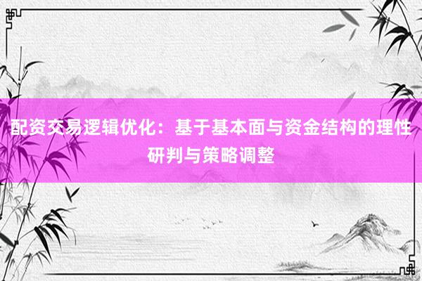 配资交易逻辑优化:基于基本面与资金结构的理性研判与策略调整