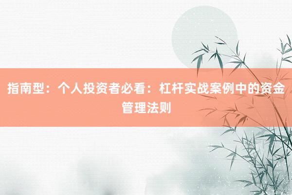 指南型：个人投资者必看：杠杆实战案例中的资金管理法则