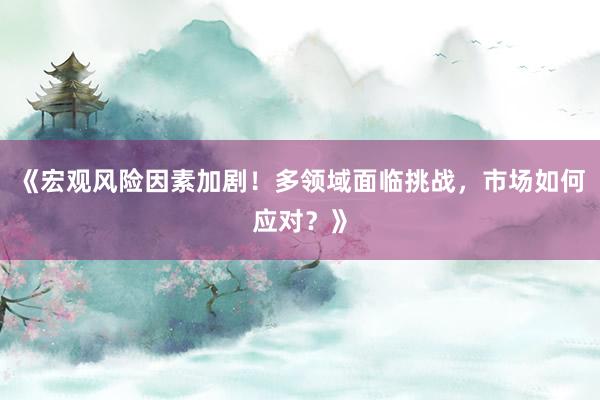 《宏观风险因素加剧！多领域面临挑战，市场如何应对？》