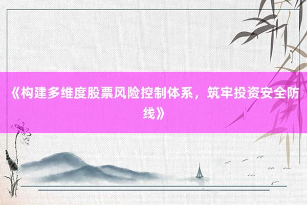 《构建多维度股票风险控制体系，筑牢投资安全防线》