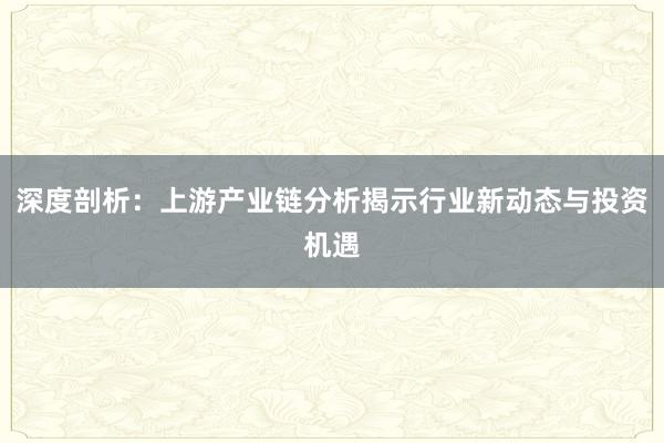 深度剖析：上游产业链分析揭示行业新动态与投资机遇