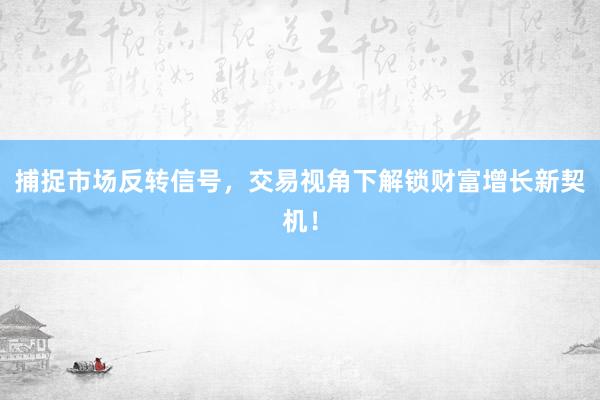 捕捉市场反转信号，交易视角下解锁财富增长新契机！