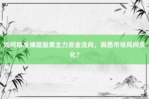如何精准捕捉股票主力资金流向，洞悉市场风向变化？